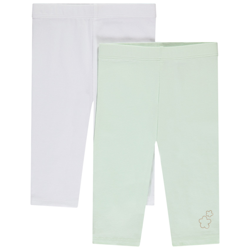 Set van 2 lange effen boxershorts met gouden folieprint voor babymeisjes 