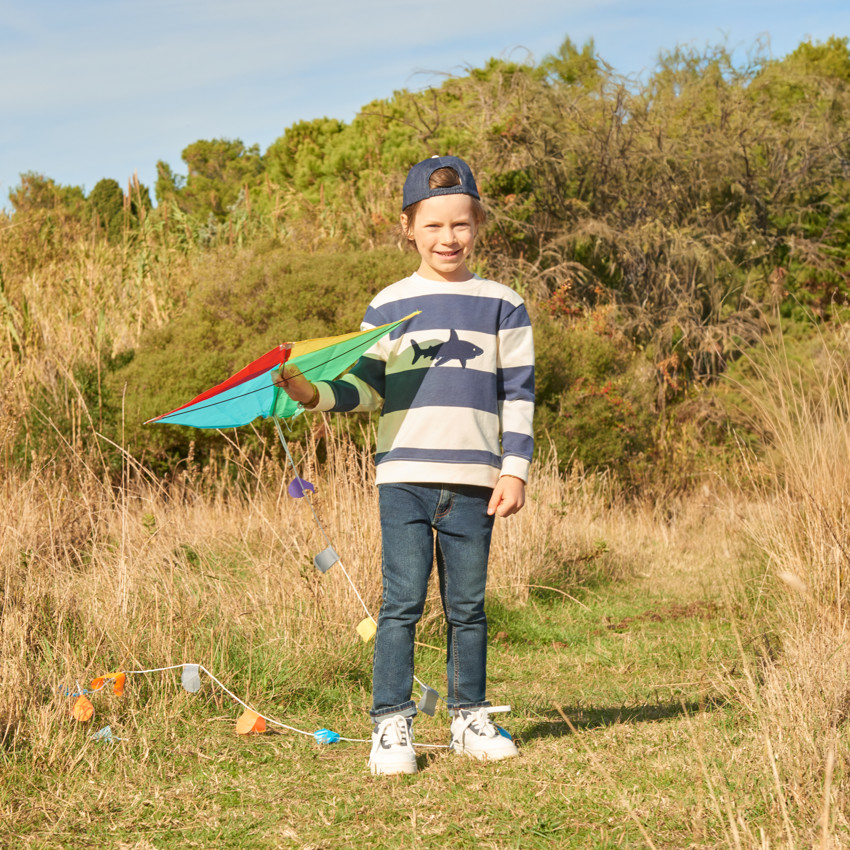 Sweatshirt van fleece met geborduurd haai voor jongens 