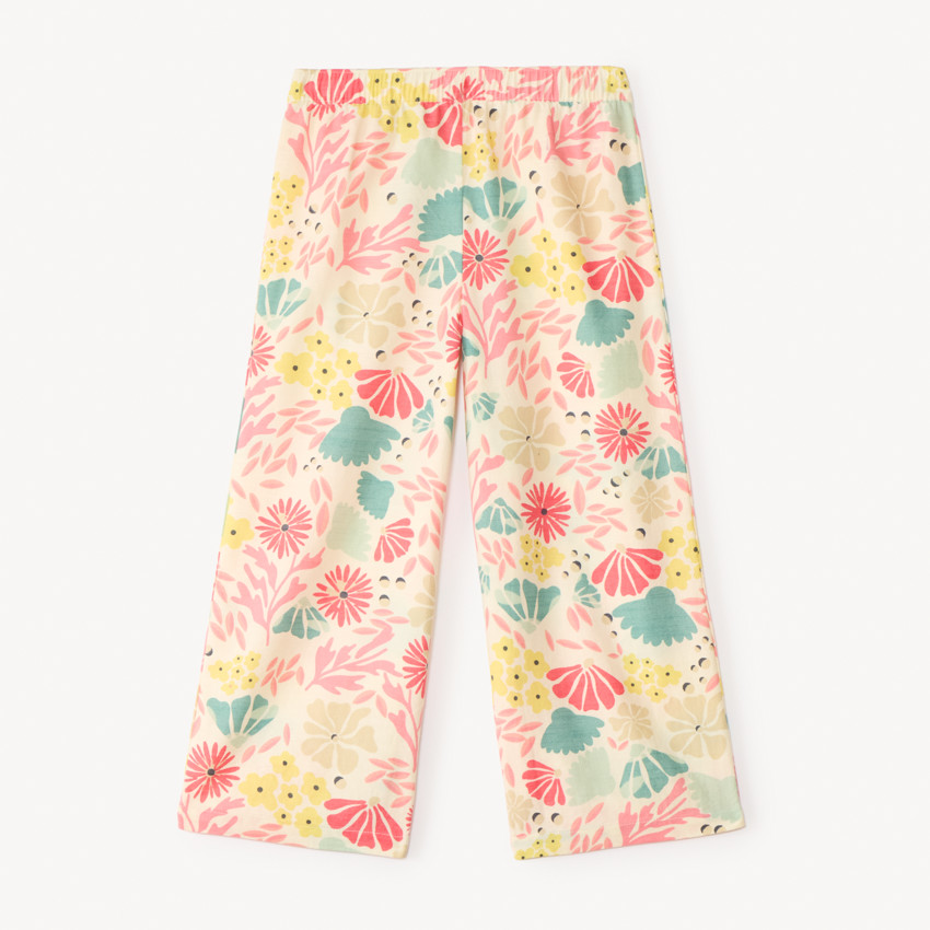Pantalon fluide en toile imprimé fleuri pour fille 