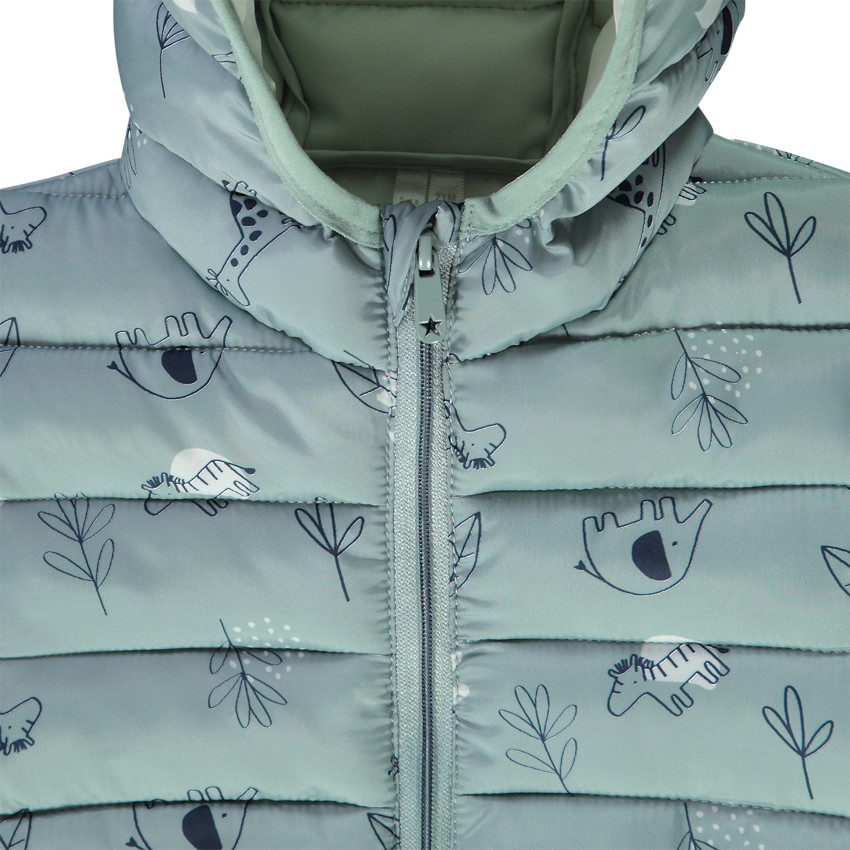 Doudoune à capuche matelassée en polyester imprimé safari pour bébé garçon 