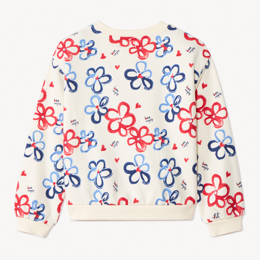 Sweat molleton imprimé fleurs plates pour fille  