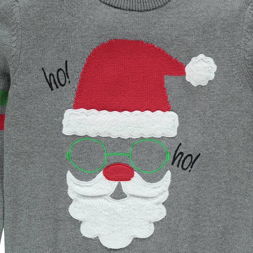 Pull en tricot Père Noel avec étoiles jacquard 