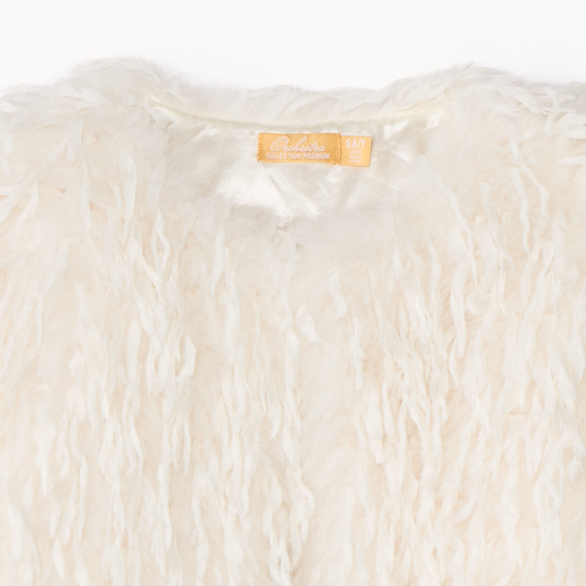 Gilet boléro en fausse fourrure effet plumes pour fille 