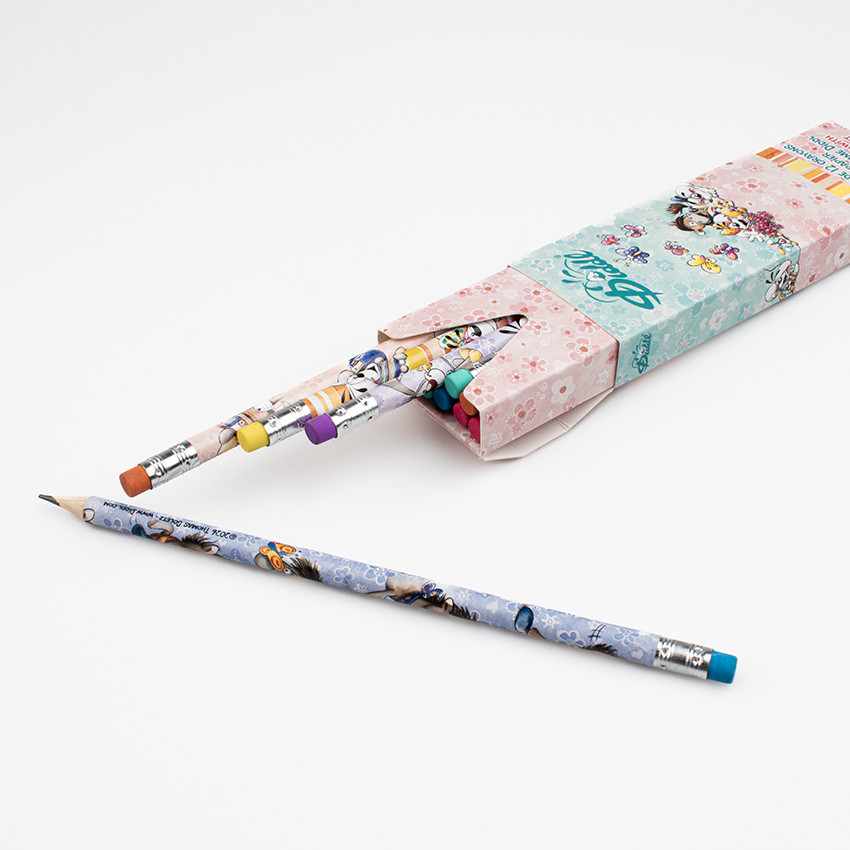 Boîte de 12 crayons de papier avec gomme multicolor Diddl et ses amis 