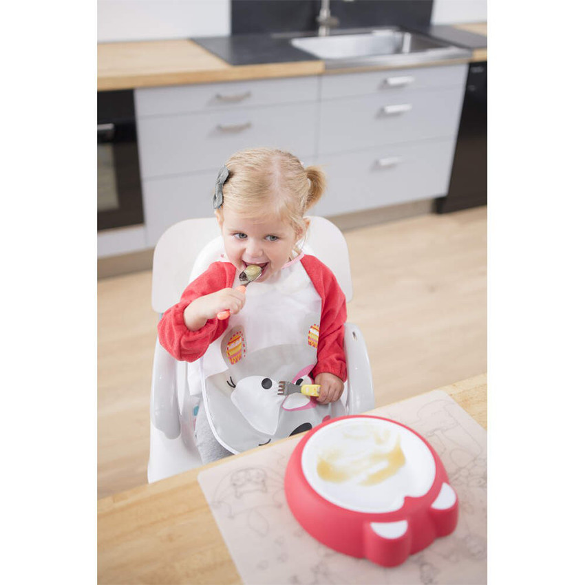 Bavoir manches longues – Ours/rose 