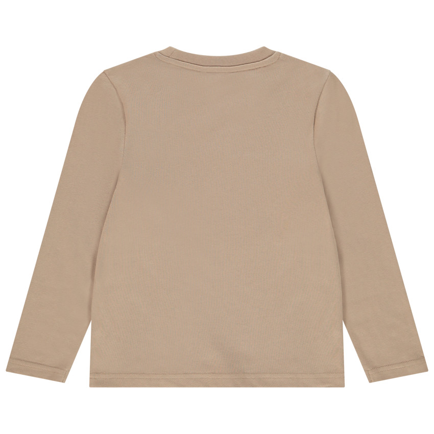 Katoenen kinder-T-shirt met lange mouwen en zak met luipaardprint voor jongens 