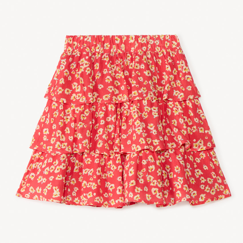 Jupe volantée effet froissé à imprimé fleurs pour fille 