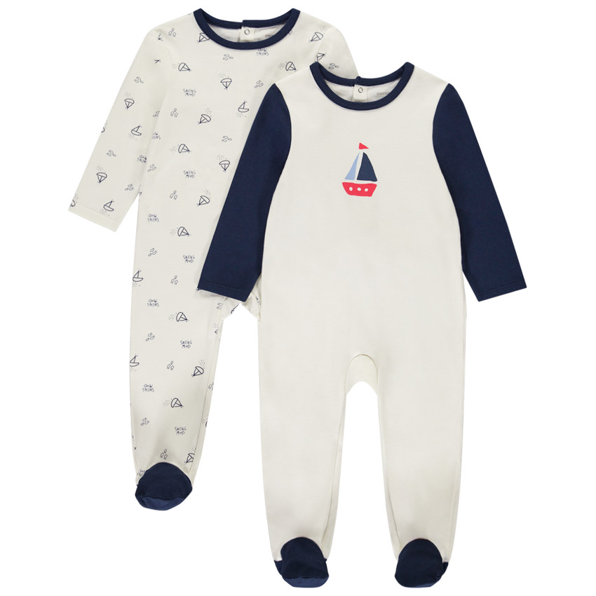 Lot de 2 dors-bien motifs marins pour bébé garçon avec ouvertures différentes selon l'âge 