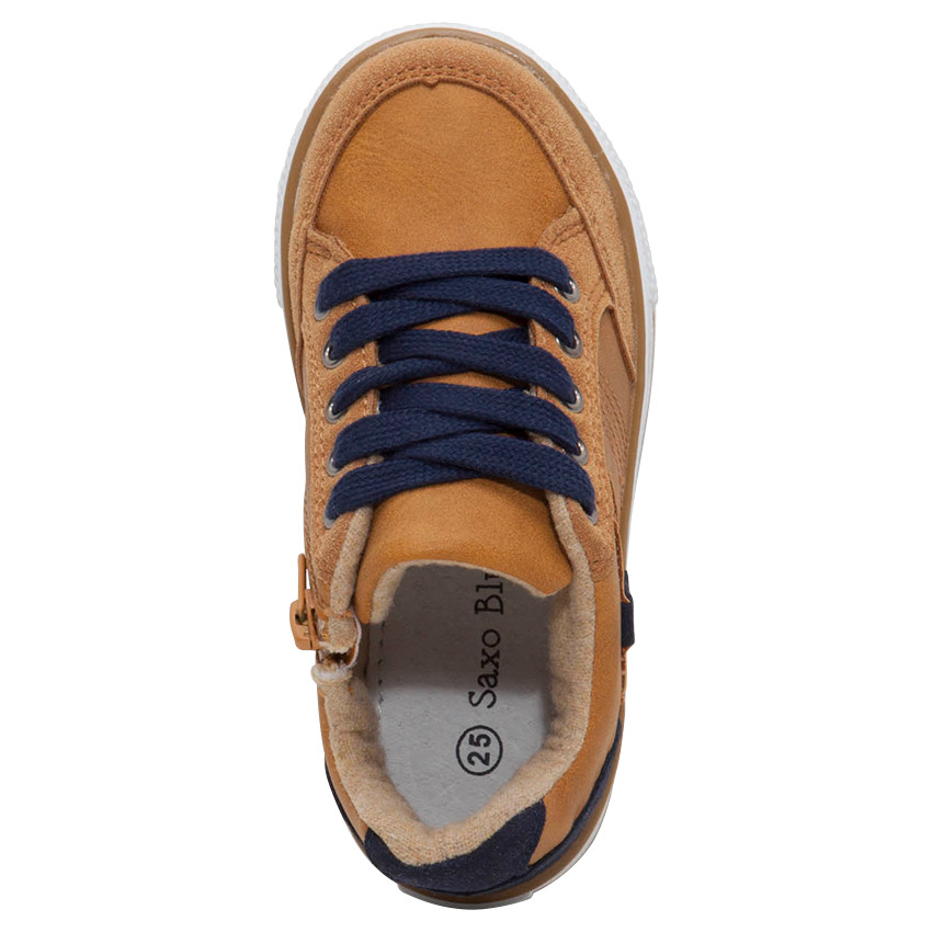 Lage sneakers met ledereffect van suède met marineblauwe toetsen 