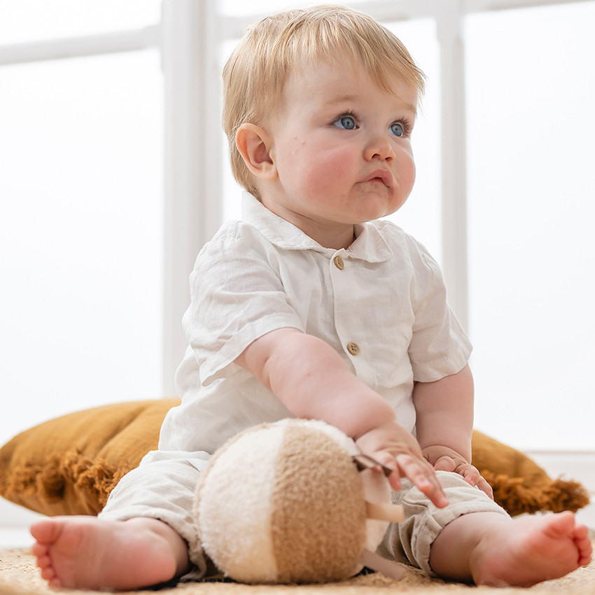 Balle d'activités - Teddy Ecru/Caramel - Diamètre 11 cm 