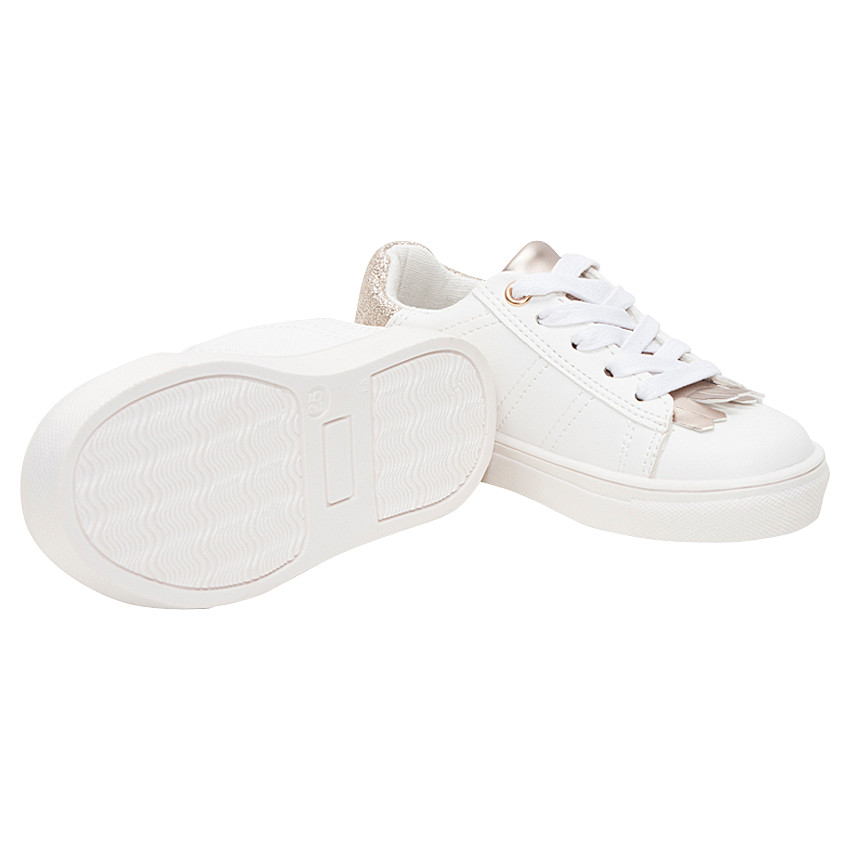 Baskets basses à lacets avec paillettes et franges rose gold du 28 au 35 