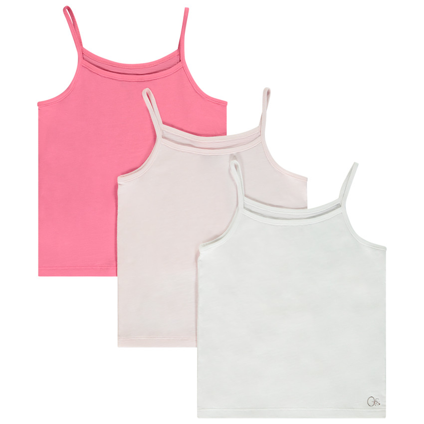 Set van 3 effen mouwloze onderhemdjes voor meisjes 