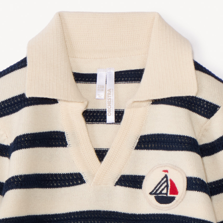 Pull en tricot rayé à col polo pour bébé garçon 