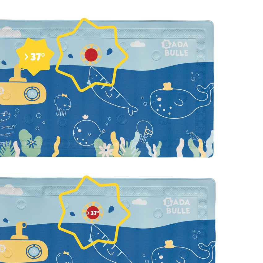 Tapis de bain avec témoin de température - Bleu 