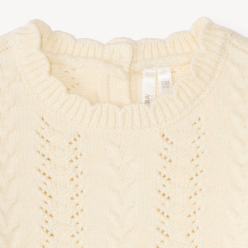 Gebreide fantasietop met opengewerkt effect 2-in-1 voor babymeisjes 
