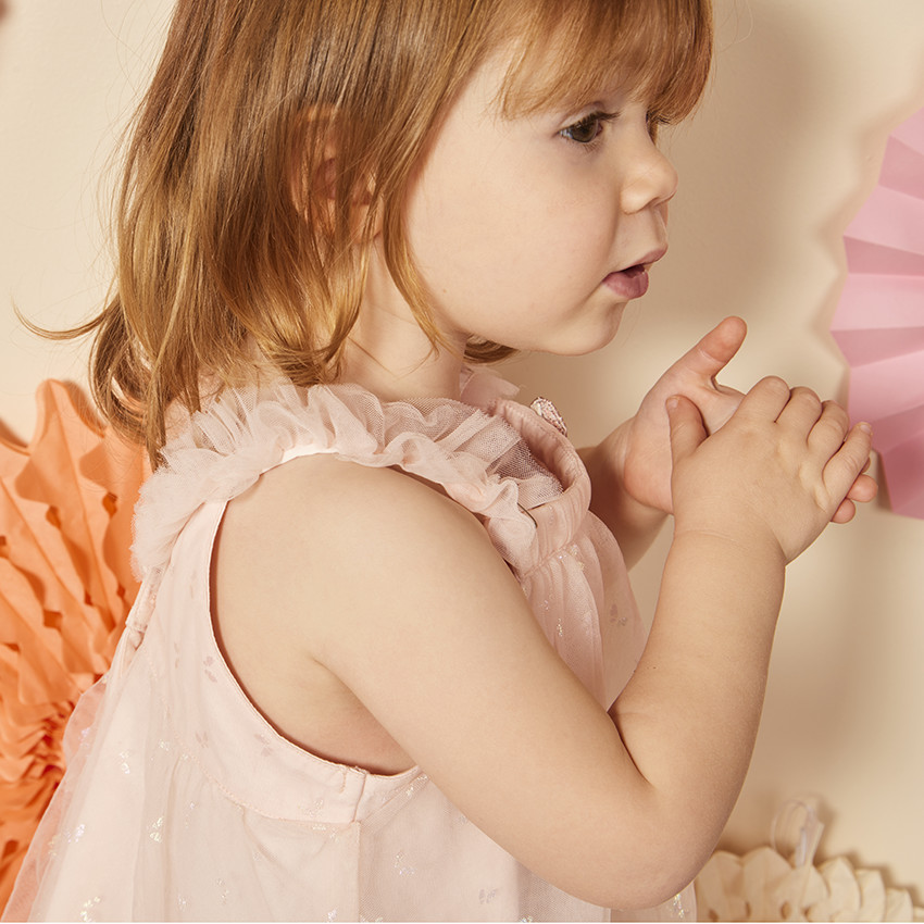Robe sans manches en tulle imprimés papillons pour bébé fille 
