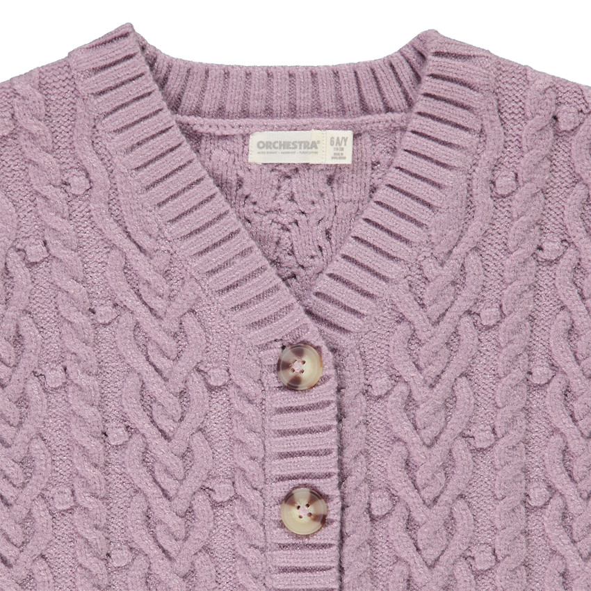 Gilet en tricot avec torsades pour fille 