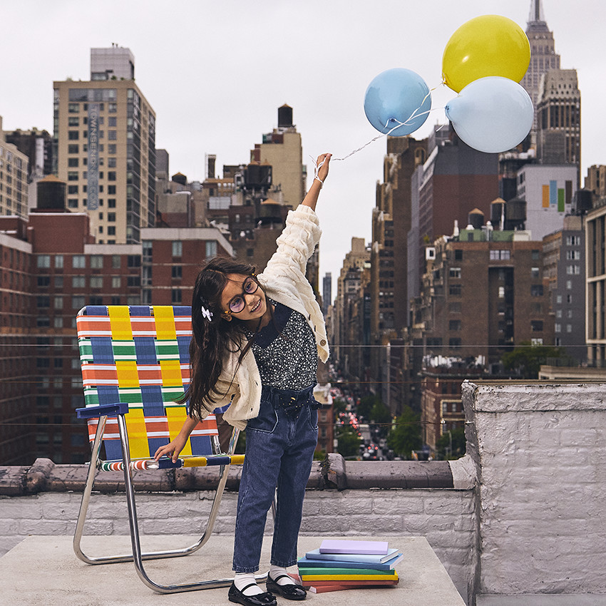 Jeans paperbag in denim met fantasie riem voor meisjes 