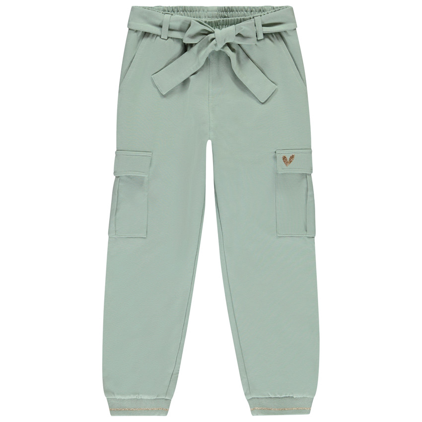 Pantalon de jogging uni avec ceinture à nouer pour fille  