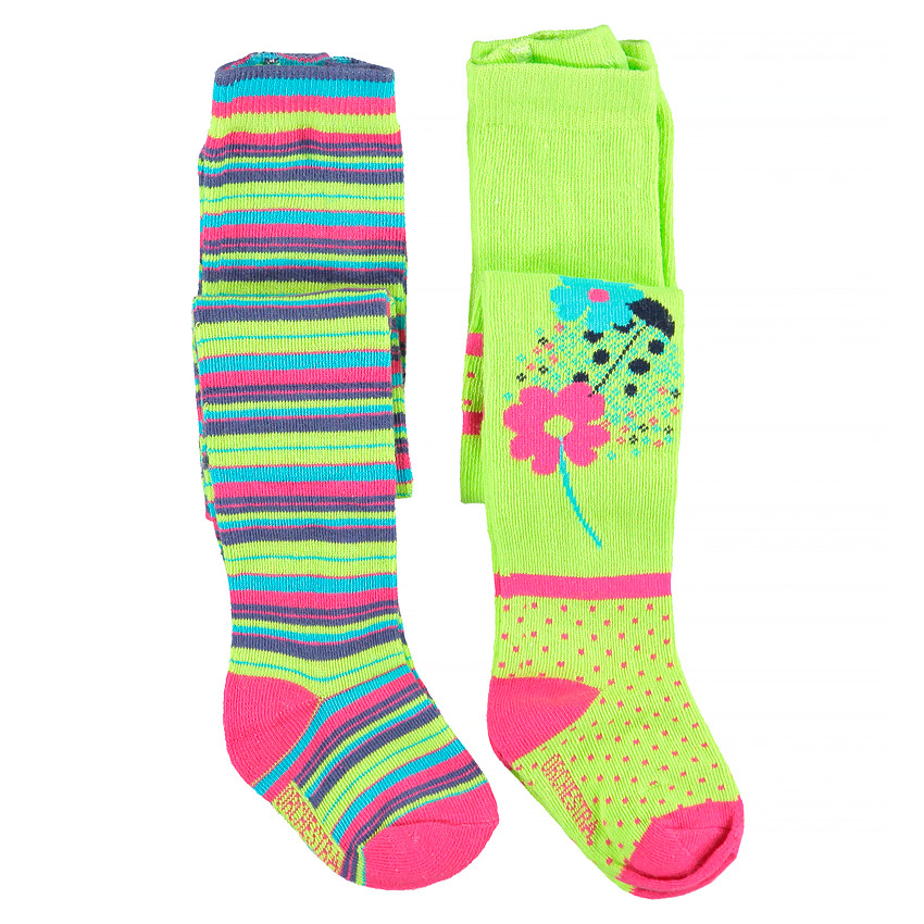 Lot de 2 paires de collants imprimé rayé fantaisie 