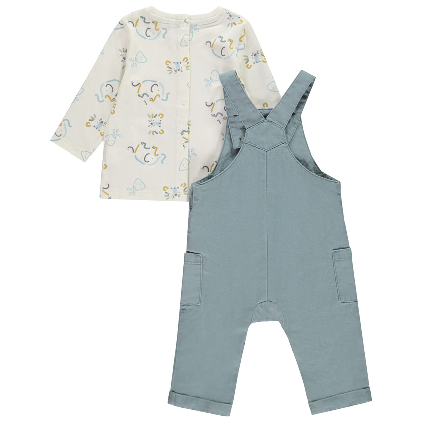 Ensemble salopette + t-shirt imprimé éléphants pour bébé garçon 