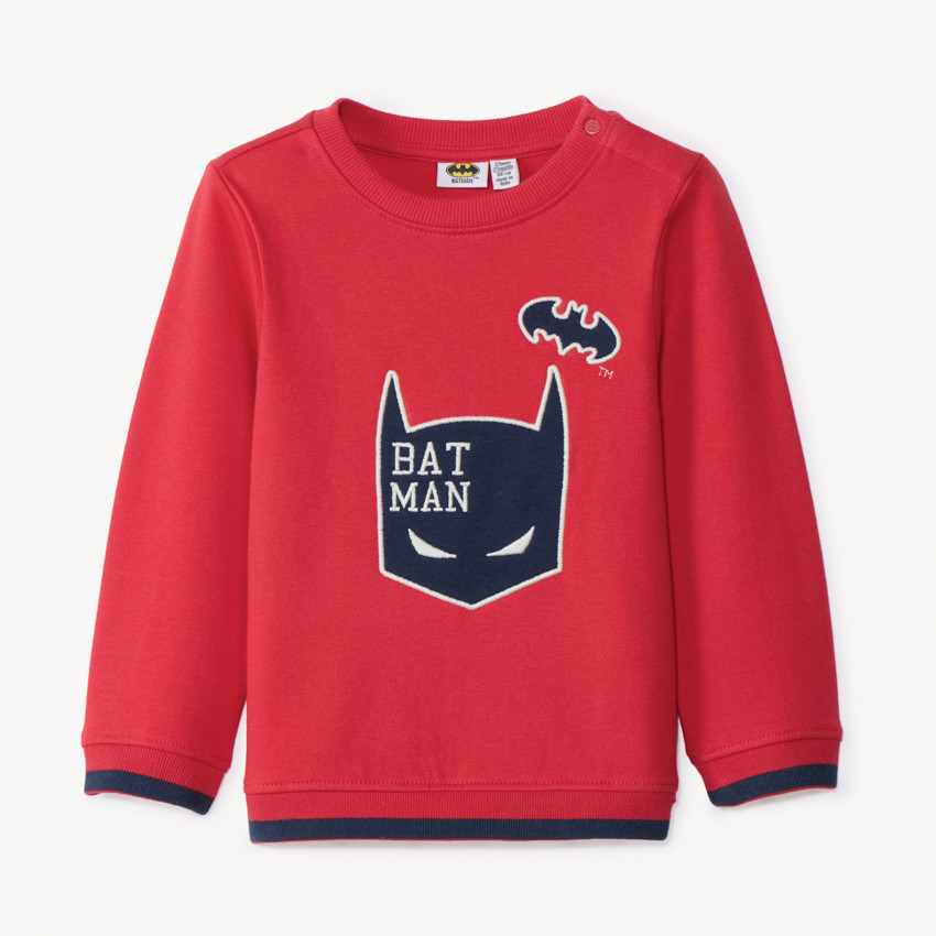 Sweatshirt in fleece Batman Warner voor babyjongens rood met lange mouwen 