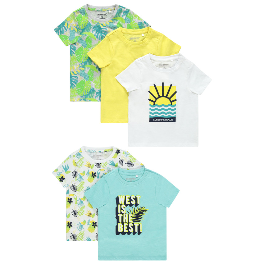 Lot de 5 t-shirts manches courtes bébé garçon à imprimés fantaisie 
