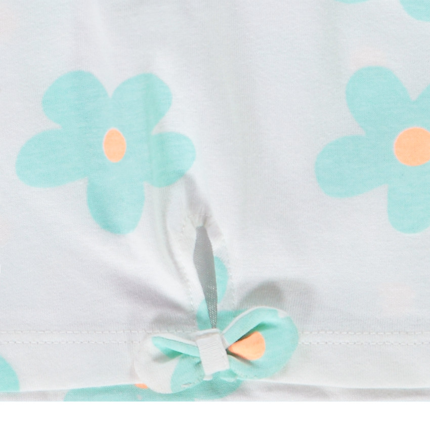 T-shirt met korte mouwen en knoopdetail, bedrukt met bloemen voor meisjes 
