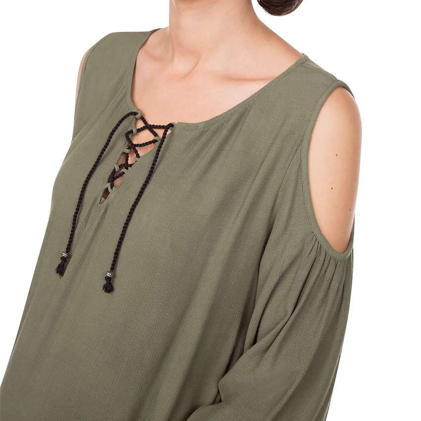 Blouse de grossesse avec épaules ouvertes et bandes ajourées 