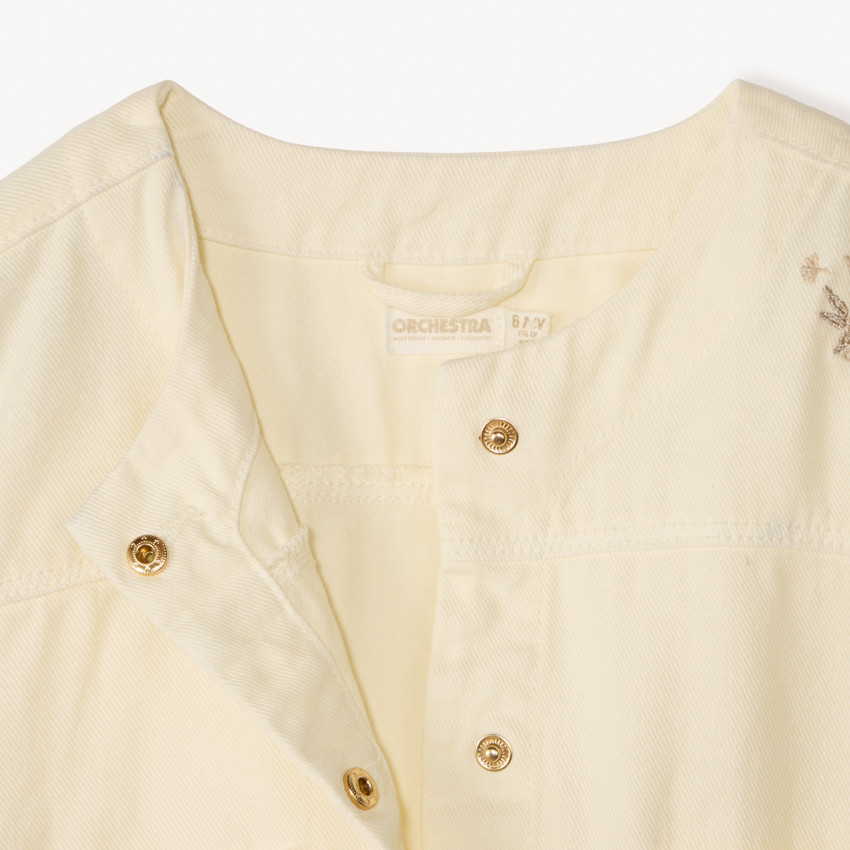 Veste manches longues en denim uni brodée pour fille 