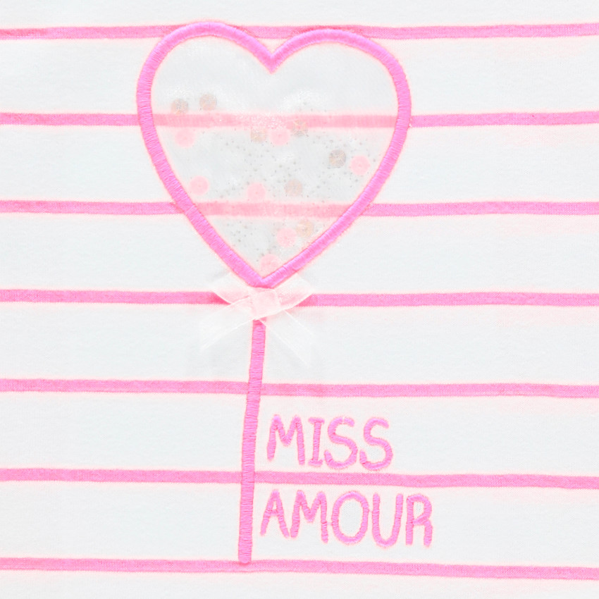 T-shirt manches courtes rayé à motif fantaisie ludique 