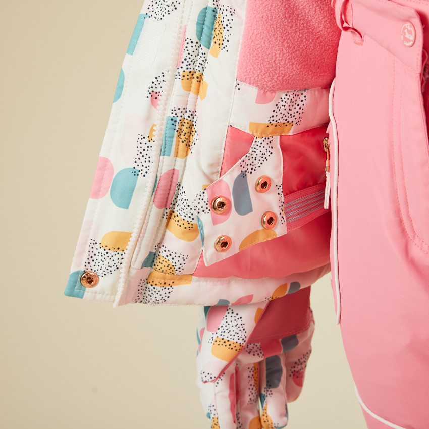 Blouson de ski à capuche amovible et imprimé graphique pour fille 