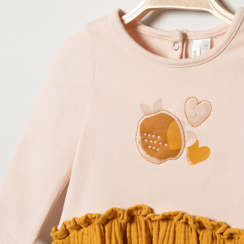 Robe manches longues effet 2 en 1 pour bébé fille 