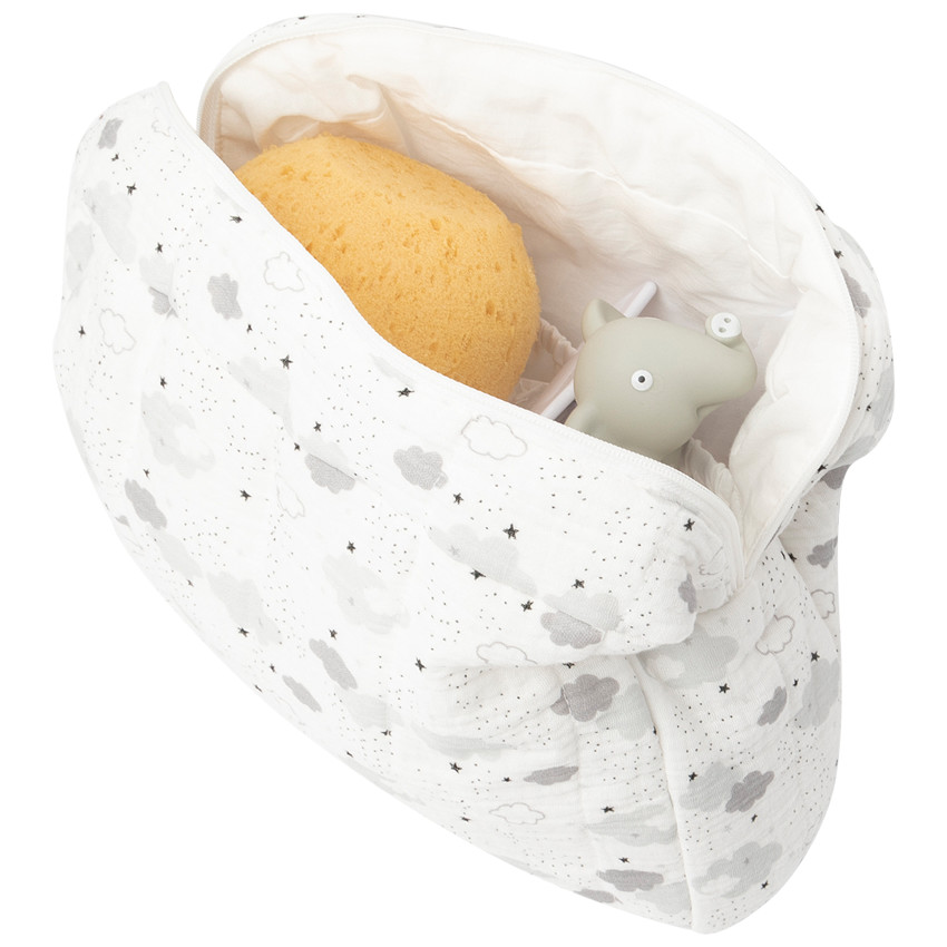 Trousse de toilette en coton imprimé nuages 
