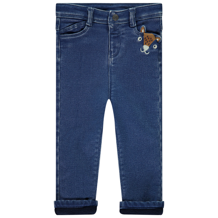 Jean avec doublure micropolaire et poche ludique pour bébé garçon 