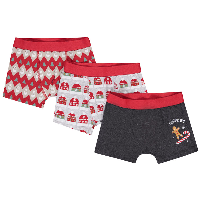Koffer met 3 boxershorts met kerstmotieven voor jongens 