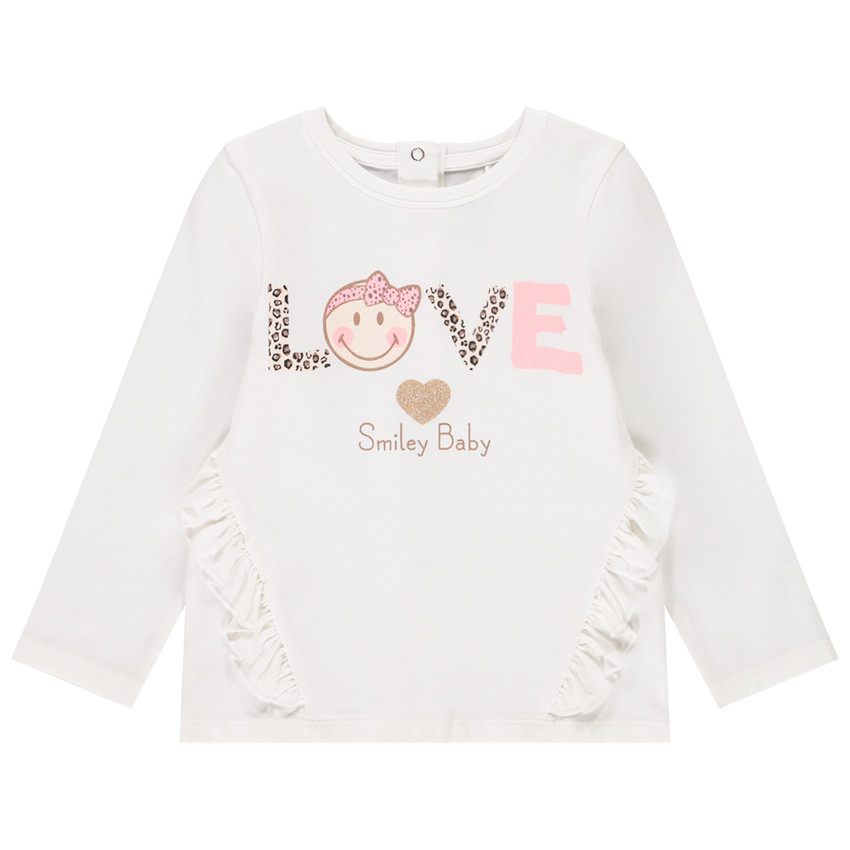 Baby-T-shirt met lange mouwen voor meisjes met gedrukte tekst Smiley 