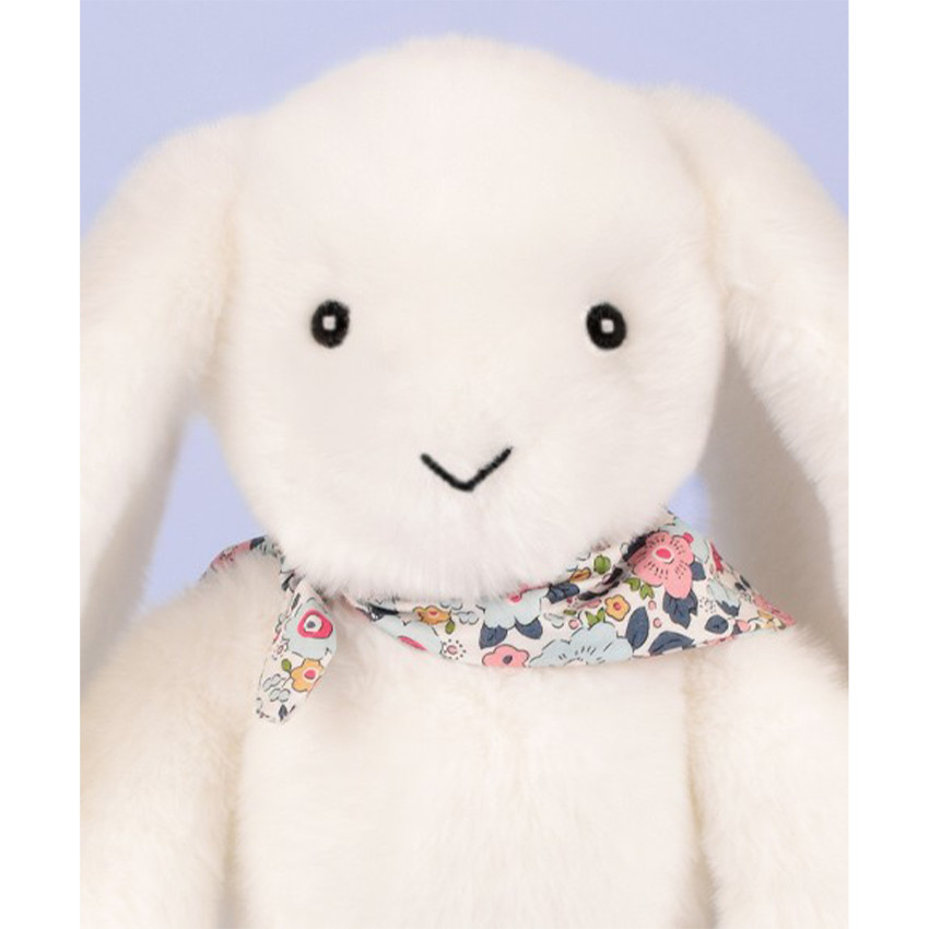 Peluche Lapin Fleurette 25cm Blanc 