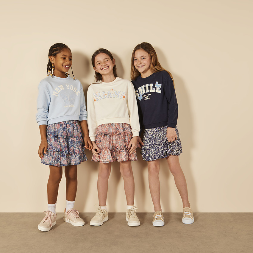 Jupe volantée imprimé cachemire avec lurex pour fille 