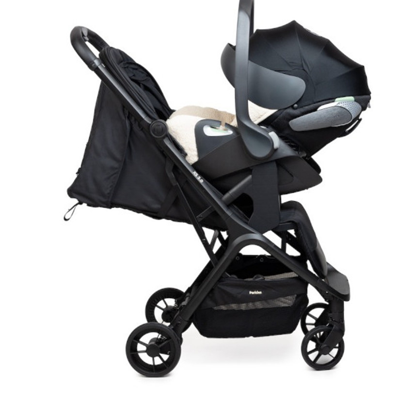 Poussette XS 3.0 ultra compacte + hab pluie + sac de transport Pure Black 