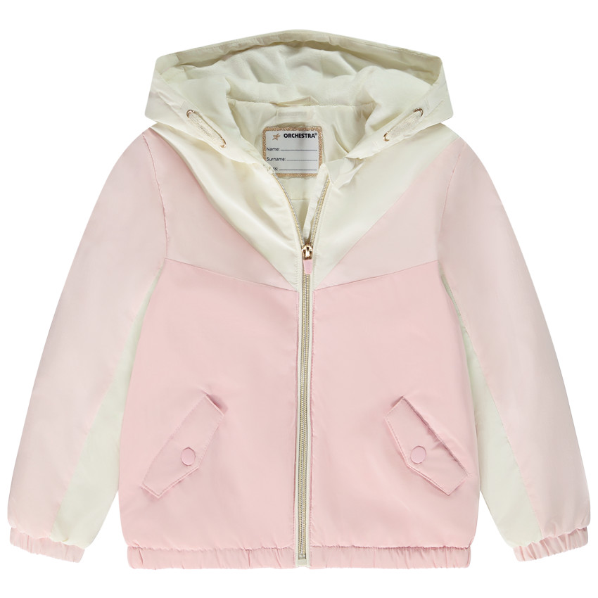 Windjack tweekleurig gewatteerd en gevoerd voor meisjes 