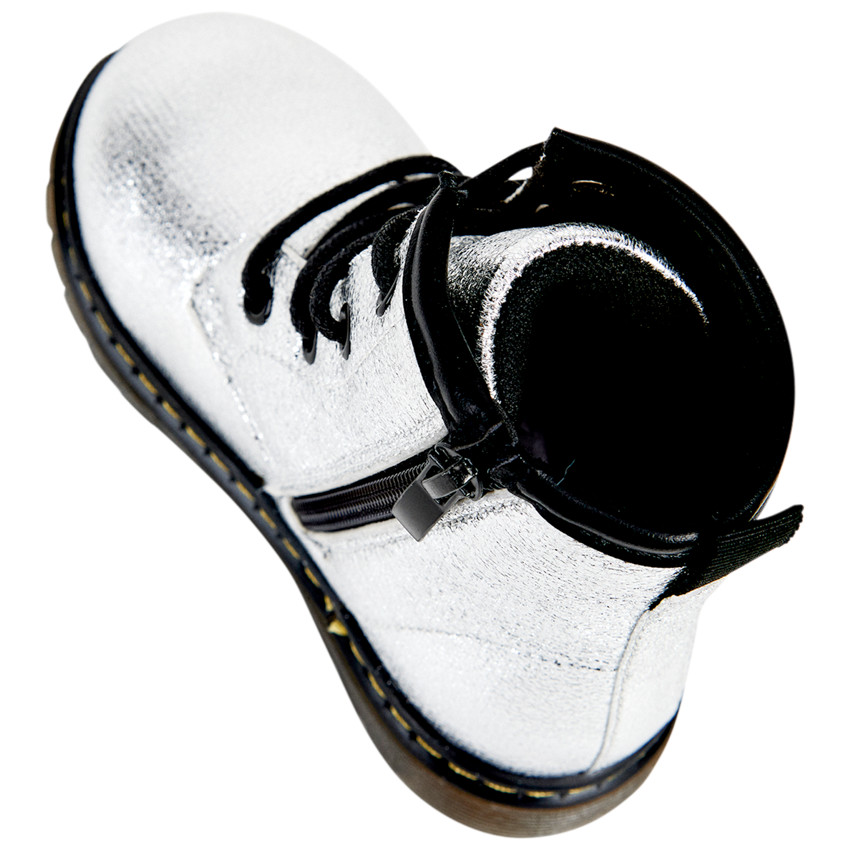 Bottillons argentés avec zip et lacets pour bébé fille 