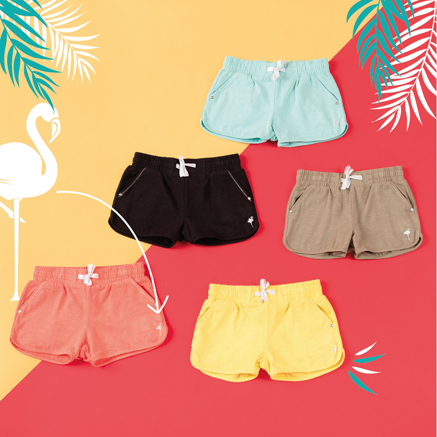 Effen jersey short met zilveren folieprint 