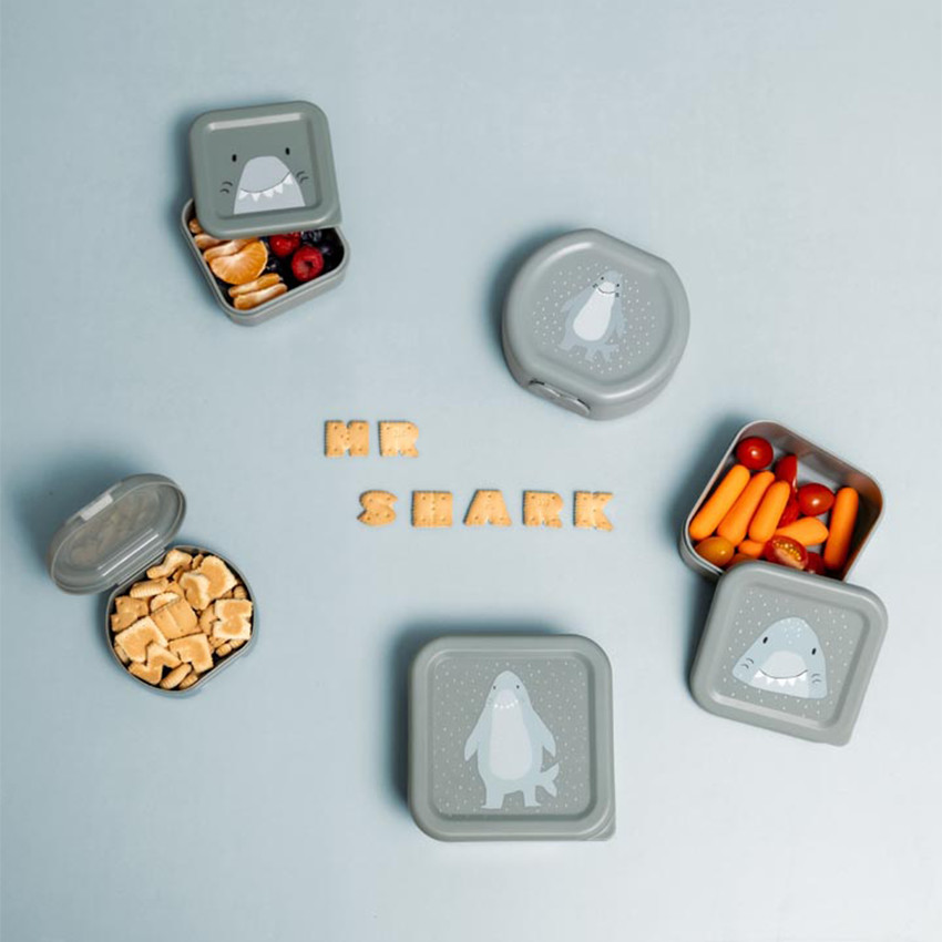 Lot de 2 lunchbox gigognes Mr. Shark gris 