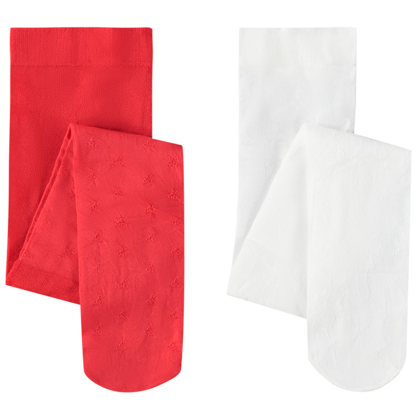Lot de 2 paires de collants fins avec cerises brodées pour bébé fille 
