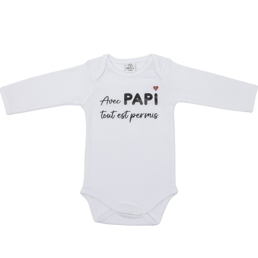 Body manches longues - « Avec papi tout est permis » - 3m 