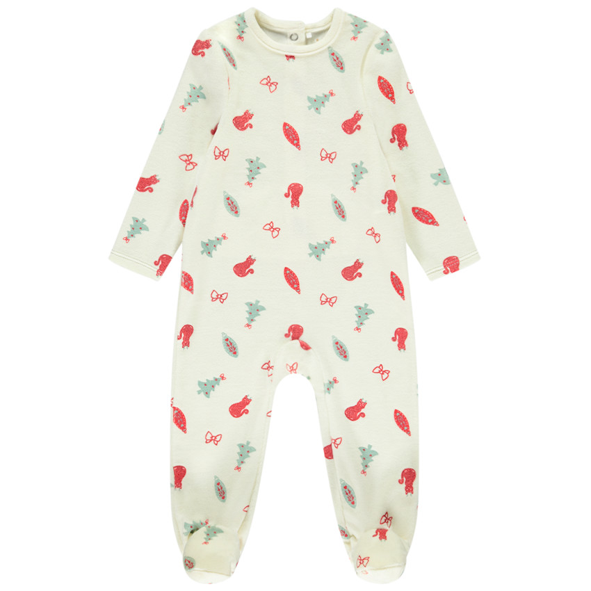 Dors-bien en velours imprimé fantaisie sapin pour bébé (ouvertures différentes selon l'âge) 