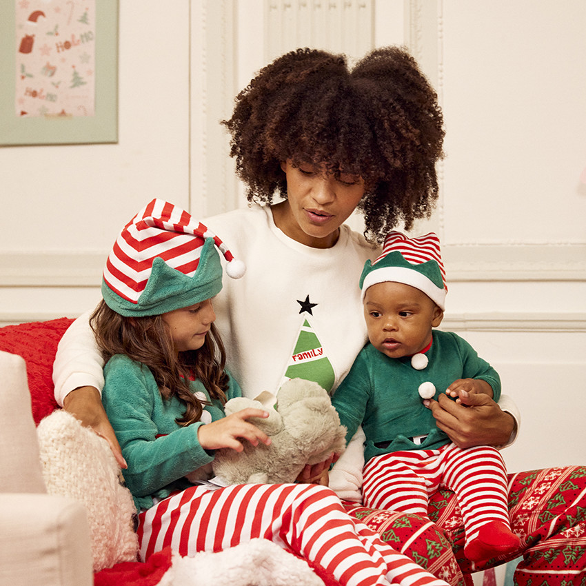 Ensemble pyjama 3 pièces de Noël rouge bébé fille