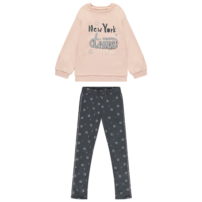 Joggingensemble fleece met bloemen voor meisjes 