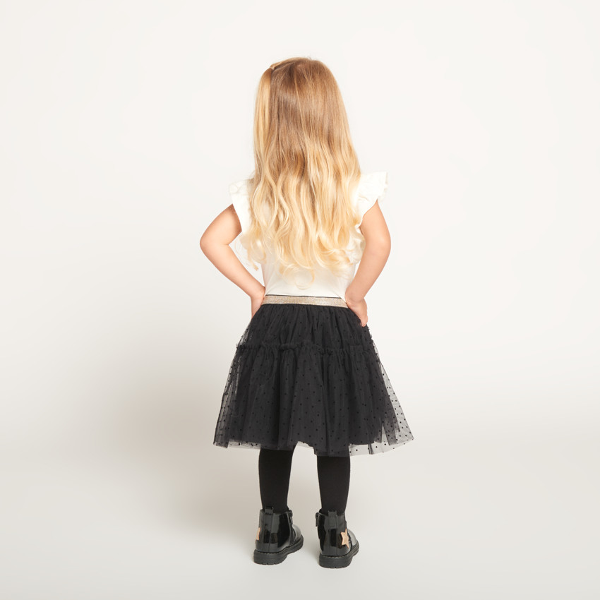 Korte mouwen 2-in-1 effect jurk van dubbele stof voor babymeisjes 